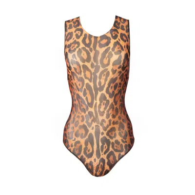 Roda Smartswimwear Women's One-piece Sleeveless Swimsuit Leopard In Brown