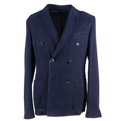 Pre-owned Roda Soft-constructed Navy Blue Woven Cotton-hemp Sport Coat 40 (eu 50)