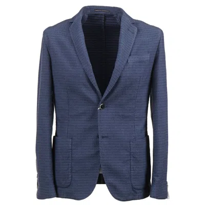 Pre-owned Roda Soft-constructed Slate Blue Dot Print Woven Cotton Sport Coat 38 (eu 48)