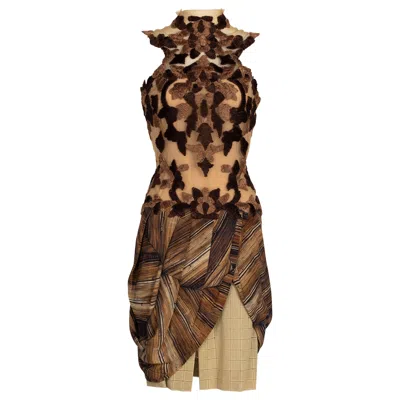 Pre-owned Rodarte 2011 Runway Embroidered Tulle Wood Dress In Brown