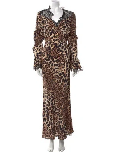 Pre-owned Rodarte Animal Print Long Dress In Neutral