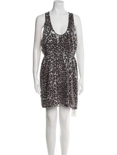 Pre-owned Rodarte Animal Print Mini Dress In Brown