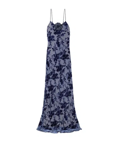 Rodarte Appliquéd Floral Devoré-velvet Gown In Blue