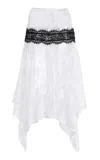Rodarte Asymmetrical Cotton-blend Lace Midi Skirt In White