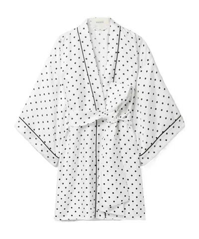 Rodarte Belted Polka-dot Silk-twill Robe In White