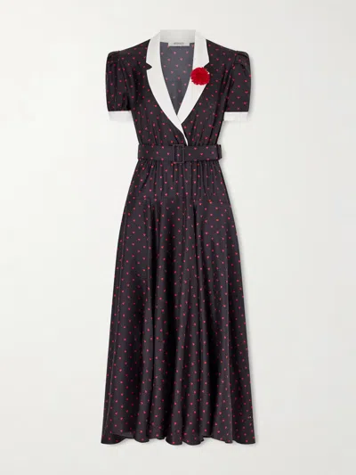 Rodarte Belted Printed Silk-twill Gown In Brown