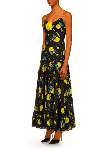 Rodarte Appliqud Printed Silk Crepe De Chine Maxi Dress In Multi | ModeSens