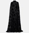 Rodarte Caped Floral Velvet Devoré Gown In Black