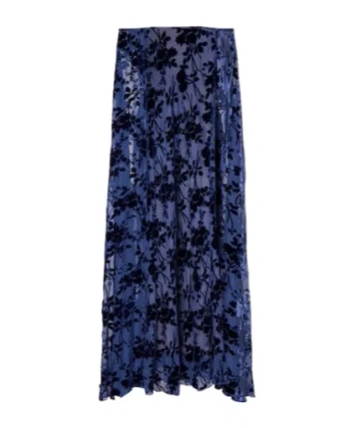 Rodarte Caped Off-shoulder Jacquard Maxi Dress In Blue