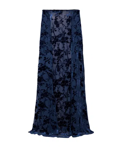 Rodarte Cape-effect Devoré-velvet Gown In Blue