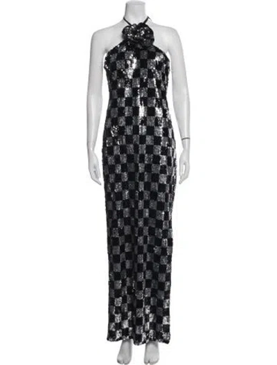 Pre-owned Rodarte Colorblock Pattern Long Dress In Black