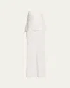 Rodarte Crepe Strapless Bias Gown With Lace Overlay In White