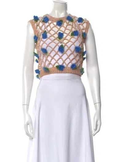Pre-owned Rodarte Crochet Floral Print Sweater In Multi