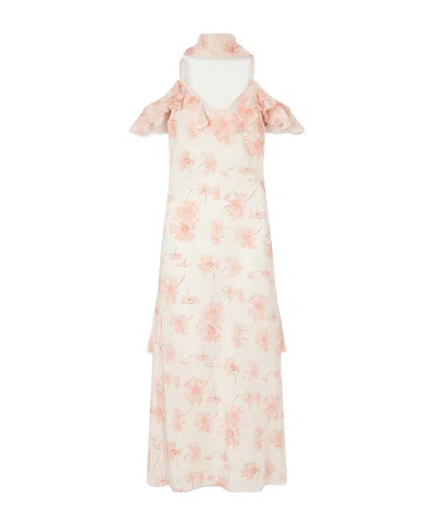 Rodarte Daisy Ruffled Floral-print Silk Chiffon Midi Dress In Pink