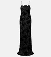 Rodarte Devoré Floral Velvet Gown In Black