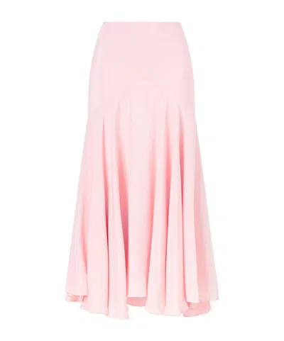 Rodarte Draped Silk-crepe Midi Skirt In Pink