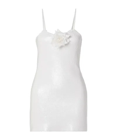 Rodarte Embellished Silk-trimmed Sequined Tulle Mini Dress In White