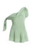 Rodarte Exclusive Tie-detailed Bias Silk-crepe Top In Green