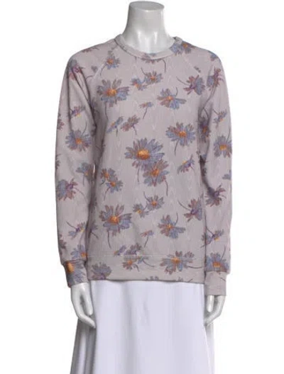 Pre-owned Rodarte Floral Print Crew Neck Blouse In Purple