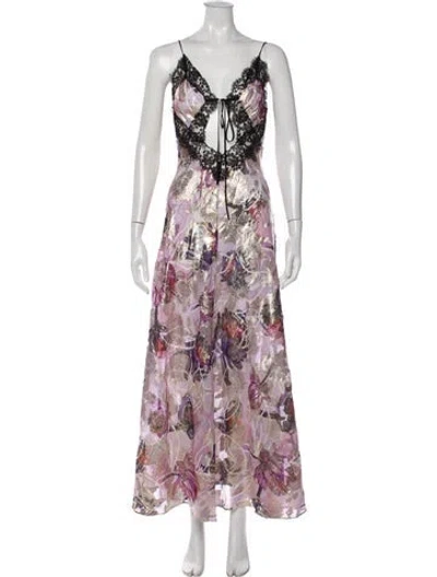 Pre-owned Rodarte Floral Print Long Dress In Multicolor