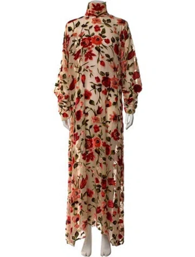 Pre-owned Rodarte Floral Print Long Dress In Multicolor
