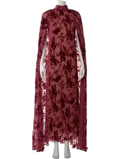 Pre-owned Rodarte Floral Print Long Dress In Red
