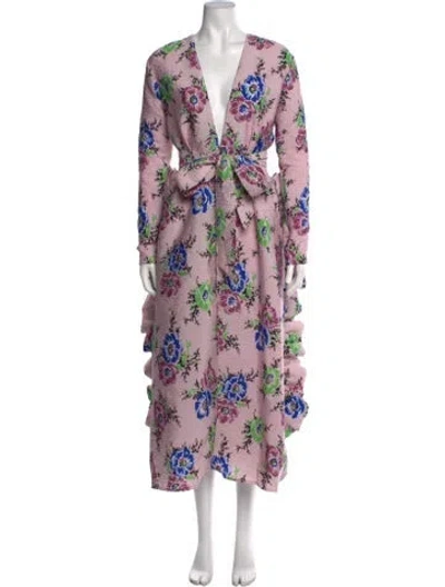 Pre-owned Rodarte Floral Print Midi Length Dress W/ Tags In Pink