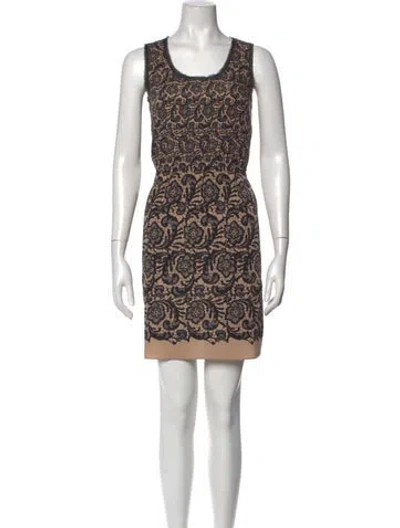 Pre-owned Rodarte Floral Print Mini Dress In Brown