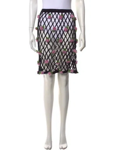 Pre-owned Rodarte Floral Print Mini Skirt In Black