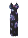 Rodarte Floral-print Ruffled Maxi Dress In Blue