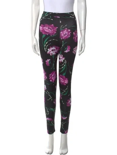 Pre-owned Rodarte Floral Print Skinny Leg Pants In Purple
