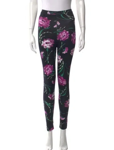 Pre-owned Rodarte Floral Print Skinny Leg Pants In Purple