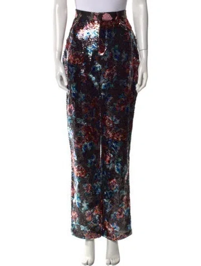 Pre-owned Rodarte Floral Print Straight Leg Pants In Black