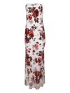 Rodarte Floral-print Strapless Gown In Multi
