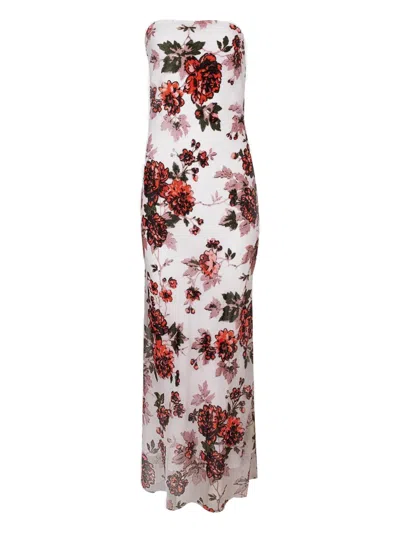 RODARTE FLORAL-PRINT STRAPLESS GOWN