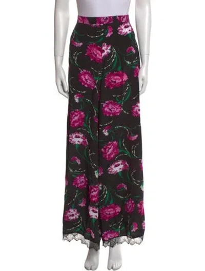 Pre-owned Rodarte Floral Print Wide Leg Pants In Purple