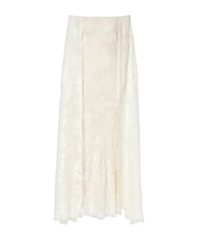 Rodarte Floral Satin Jacquard Maxi Skirt In White
