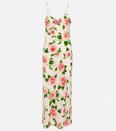 Rodarte Floral Silk Slip Dress In Pink