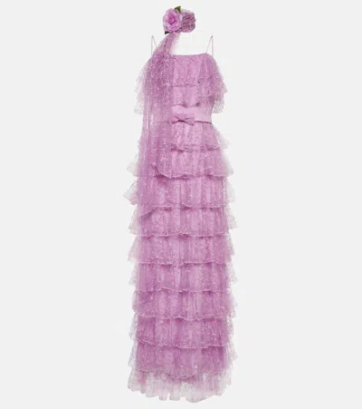 Rodarte Women's Tiered Ruffle Dress In Purple