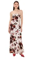 Rodarte Floral Velvet Devore Gown In White