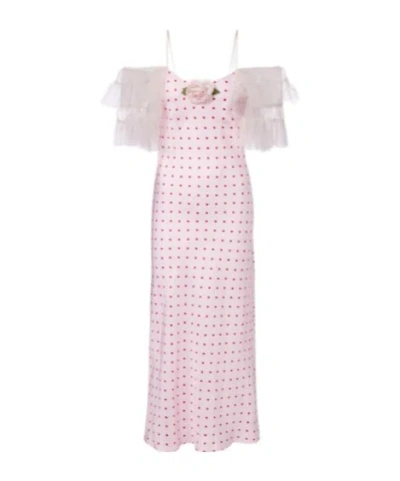 Rodarte Floral-applique Printed Silk Slip Dress In Multi