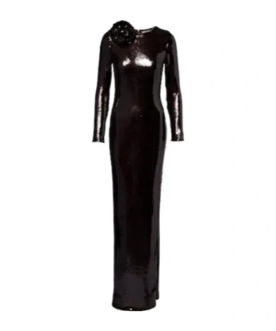 Rodarte Floral-appliqué Sequined Gown In Black
