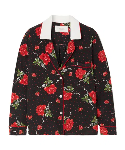 Rodarte Floral-print Silk Crepe De Chine Blouse In Black