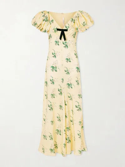 Rodarte Floral-print Silk Gown In Burgundy