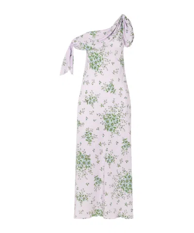Rodarte Floral-print Silk-crepe Midi Dress In Burgundy