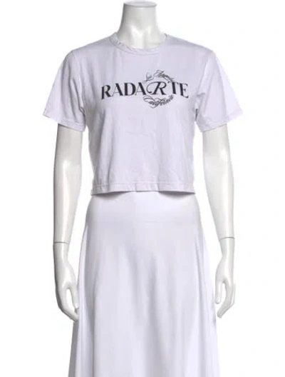 Pre-owned Rodarte Graphic Print Crew Neck Crop Top In White