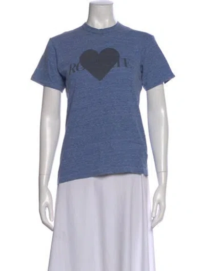 Pre-owned Rodarte Graphic Print Crew Neck T-shirt In Blue