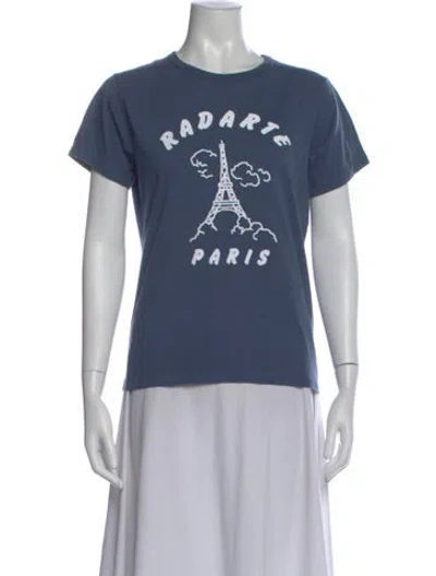 Pre-owned Rodarte Graphic Print Crew Neck T-shirt In Blue