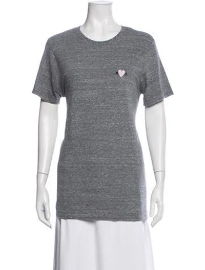 Pre-owned Rodarte Graphic Print Crew Neck T-shirt In Grey/metallic/silver
