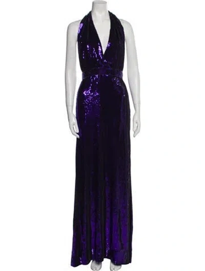 Pre-owned Rodarte Halterneck Long Dress In Purple